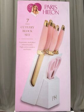 New Paris Hilton 7 Piece Cutlery Knife Block set